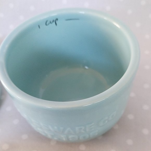 Cost Plus World Market Blue Ceramic Mason Jar Style Stackable Measuring Cups - Picture 6 of 11